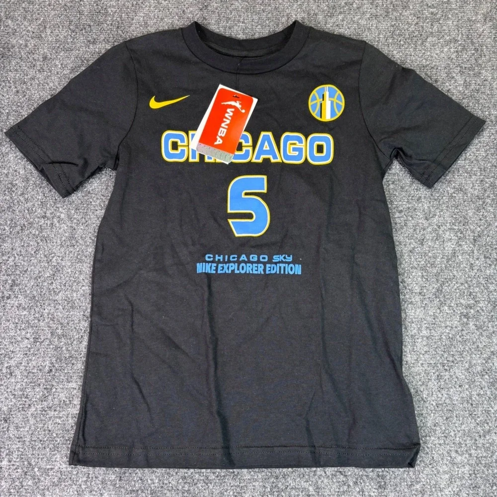 Nike Chicago Sky T-Shirt Youth Small Black Angel Reese 5‎ Explorer Edition NWT